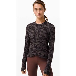 Lululemon Close to Crossing Long Sleeve *Rulu Sz 6‎ Camo Jacquard Black Lunar
